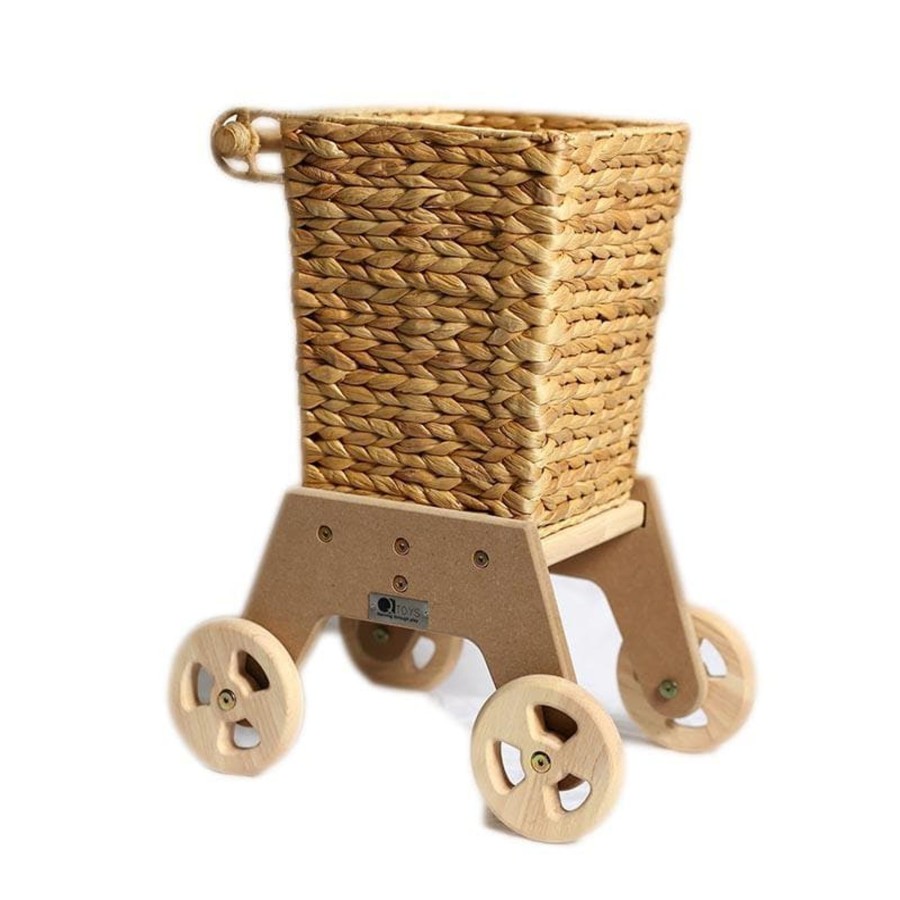 Kids Toys Qtoys Kitchen Accessories | Wicker Shopping Trolley