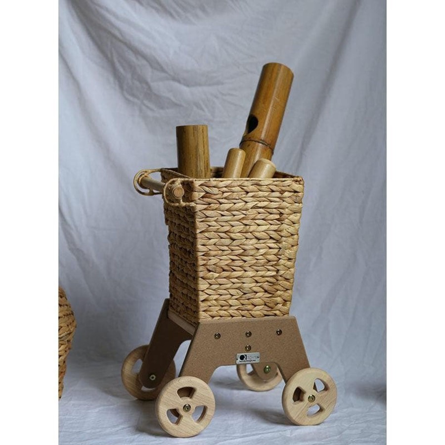 Kids Toys Qtoys Kitchen Accessories | Wicker Shopping Trolley