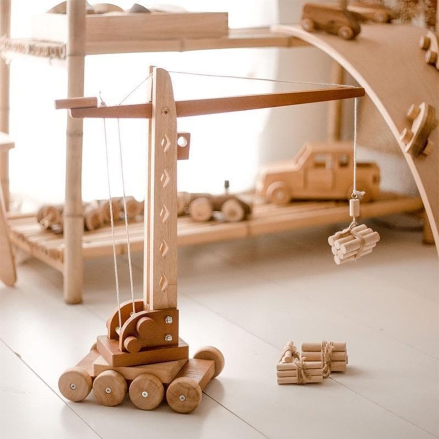 Kids Toys Qtoys Wooden Toys | Wooden Crane