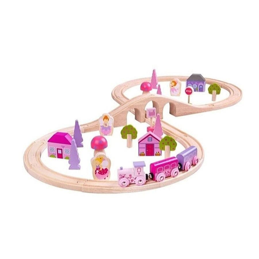 Kids Toys Bigjigs Wooden Train Sets | Fairy Figure Of Eight Train Set