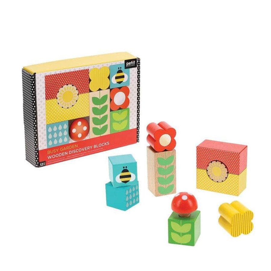 Babies & Toddlers Petit Collage Baby Sensory Toys | Busy Garden Wooden Discovery Blocks