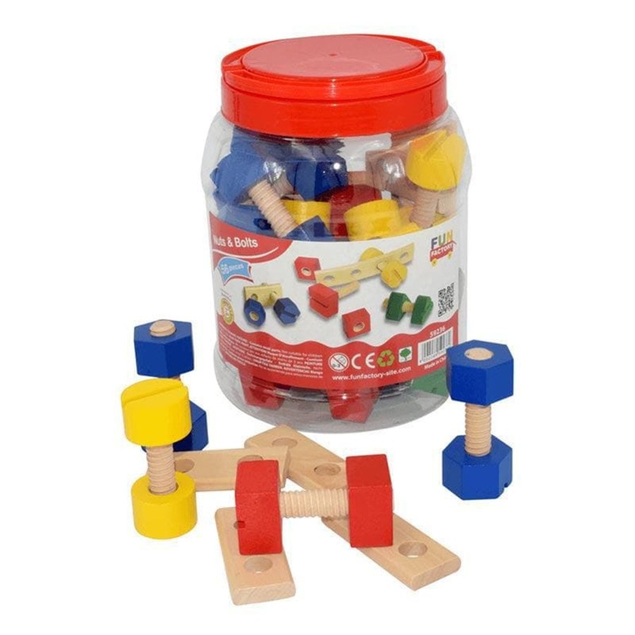 Kids Toys Fun Factory | Nuts & Bolts In A Jar - 56Pcs