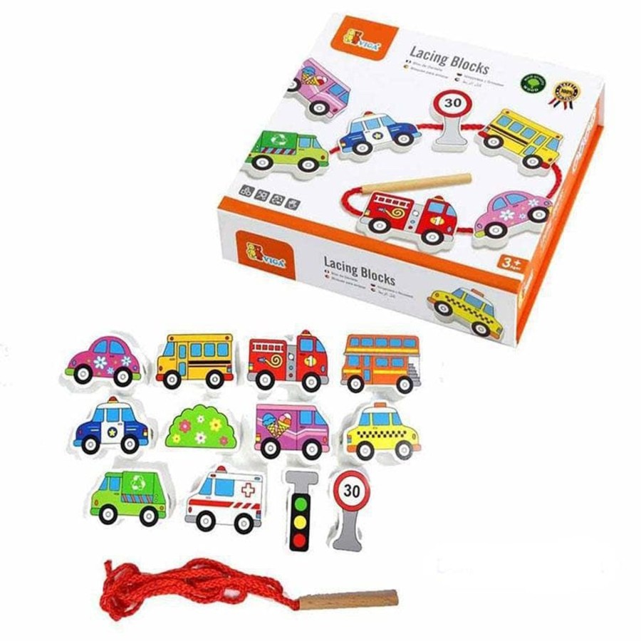 Kids Toys Viga Toys Lacing And Threading | Lacing Blocks - Transportation