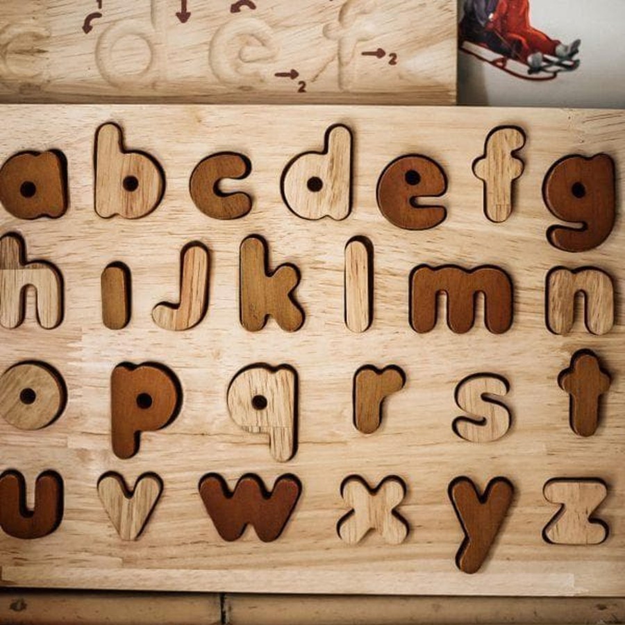 Kids Toys Qtoys Wooden Puzzles | Natural Lower Case Letter Puzzle