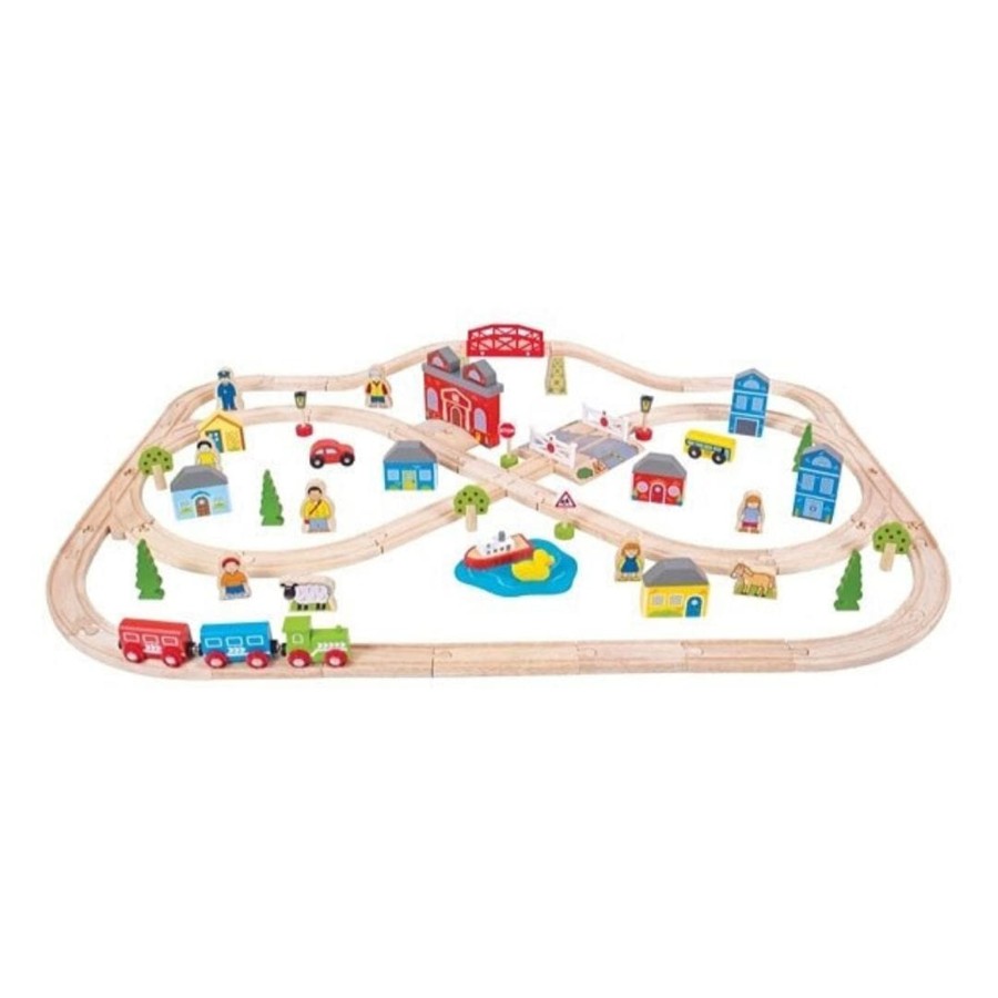 Kids Toys Bigjigs Wooden Train Sets | Town And Country Train Set