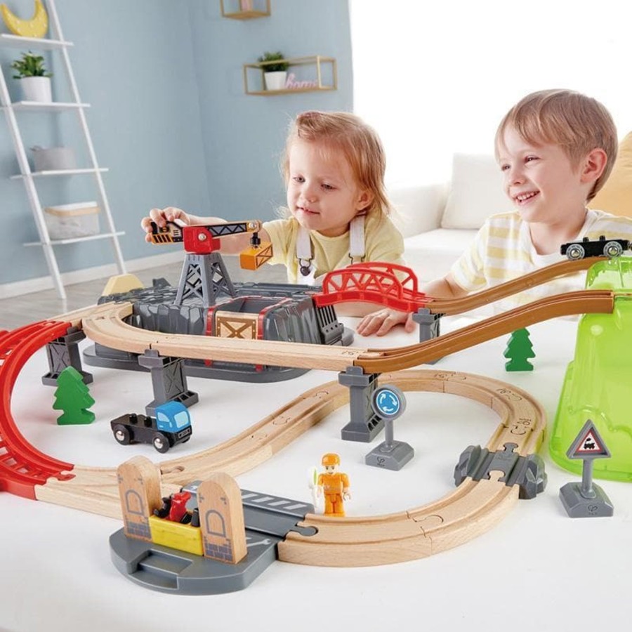 Kids Toys Hape Wooden Train Sets | Railway Bucket Builder Set