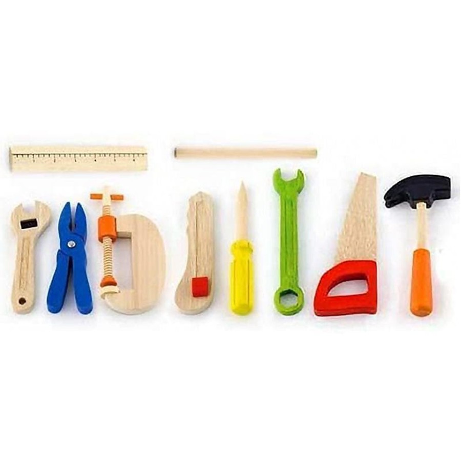 Kids Toys Viga Toys Role Play | Wooden Tool Box - 10Pc