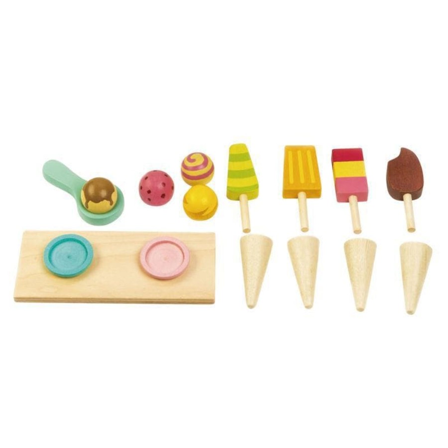 Kids Toys Tender Leaf Toys Wooden Food Sets | Push Along Ice Cream Cart