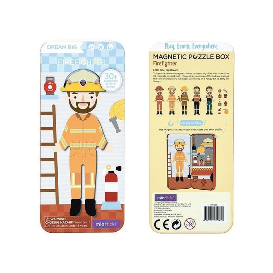 Kids Toys mierEdu Magnetic Play Sets | Magnetic Puzzle Box - Firefighter