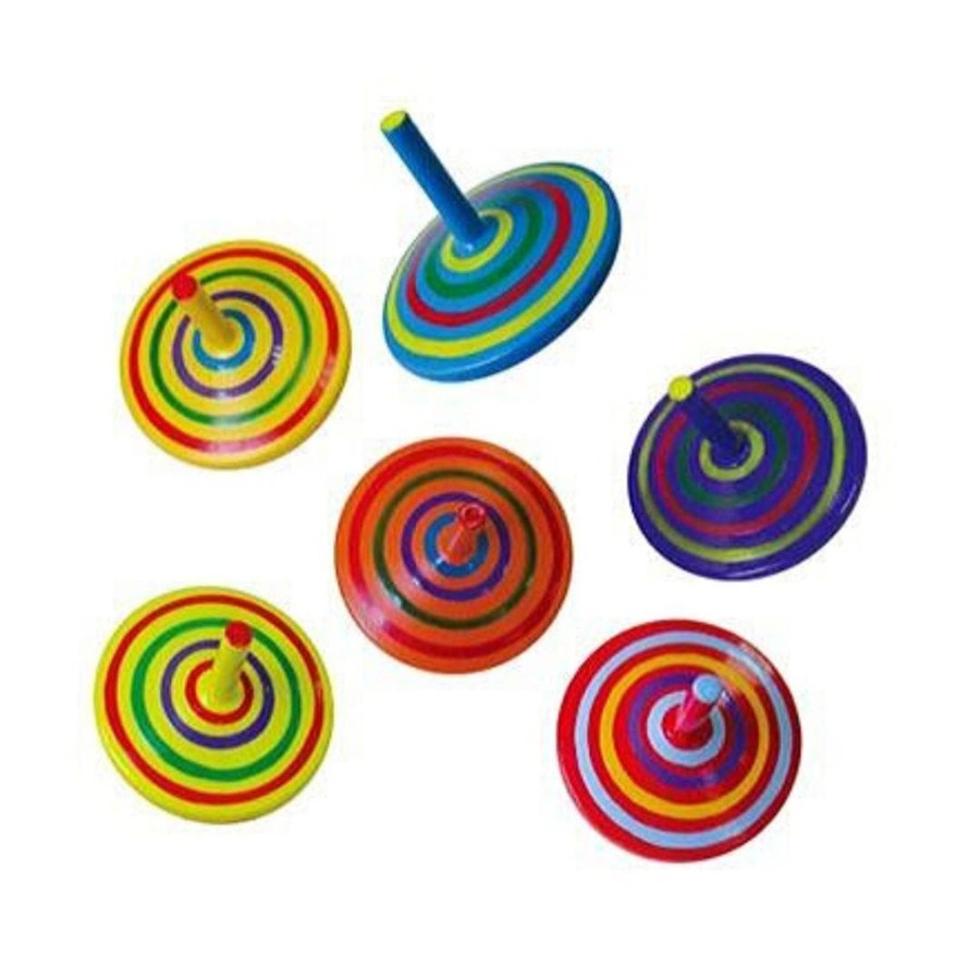 Kids Toys Viga Toys Wooden Puzzles | Striped Spinning Tops